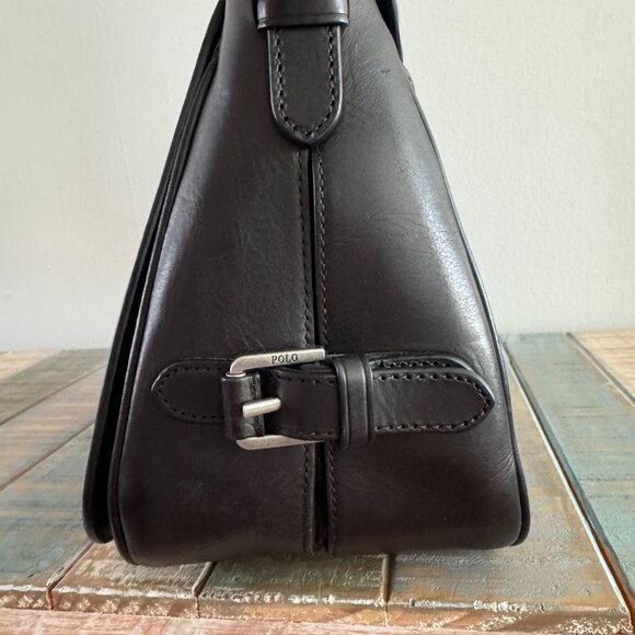 NWOT Polo Ralph Lauren black leather saddle bag with buckle - Picture 5 of 12